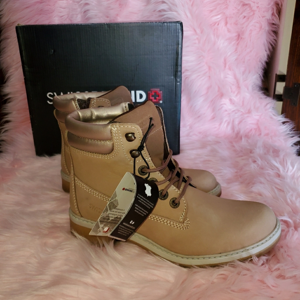 Swiss brand pink boots